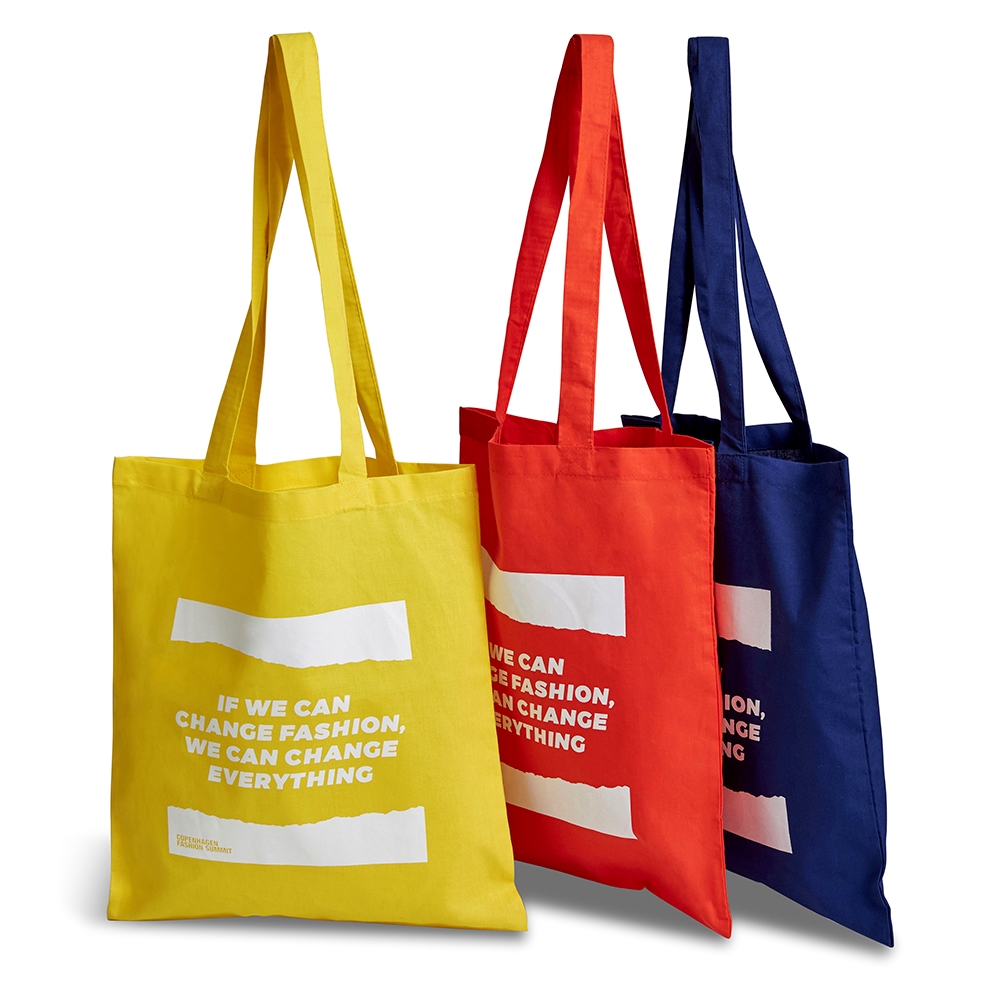 milits spænding generation Farverig Bomulds taske med firma logo tryk | Mulepose shopper | Miljø