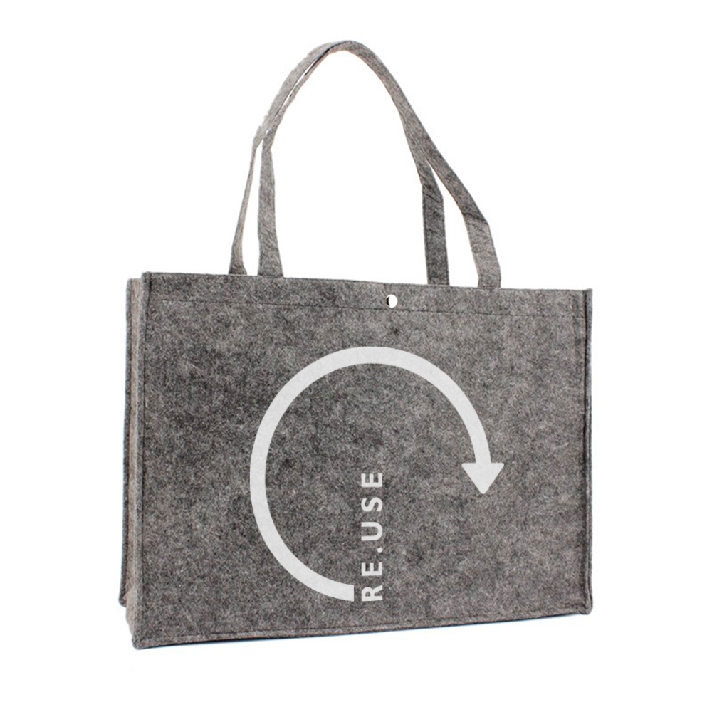 Arving kobling effektiv Filt shopper taske med logo 27x20cm | Mørk grå Fra 100 stk. | Køb online
